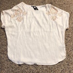 Express Cream Embroidered Blouse